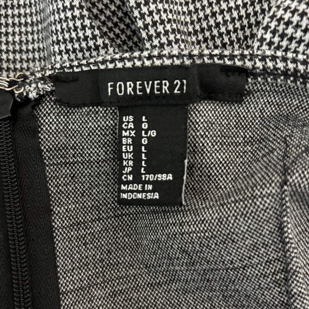 Forever 21‎ Houndstooth Mini Dress Black White Sleeveless Scoop Neck Size Large - Picture 5 of 5
